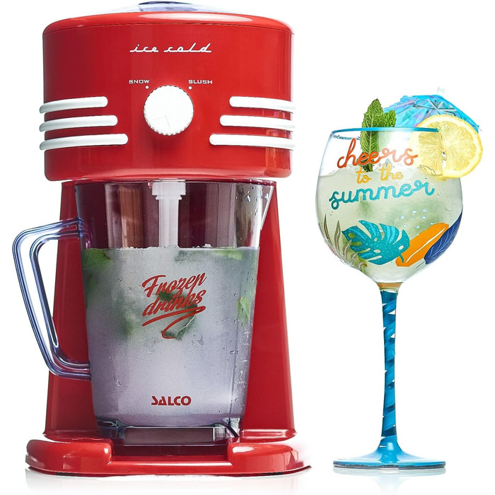 Льодогенератор SlushIce Machine, 2 режими роботи для морозива грубого та тонкого помелу, ретро дизайн, 15 Вт, в т.ч. глечик 1 літр