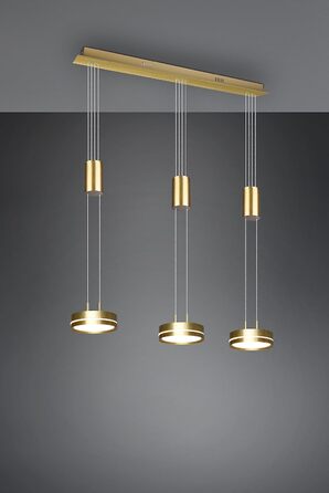 Світлодіодний торшер Trio Lights Franklin 426510208, метал в т.ч. світлодіод 35 Вт, зміна кольору, диммер (латунний матовий, підвісний 3-полум'яний)