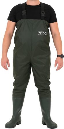 Водонепроникні вейдерси NECO з чобітьми, унісекс рибальські штани з ПВХ з регульованими ремінцями, штани для ставка, штани для захисту від повені для рибалок, сільського господарства, садівництва та обслуговування водотоків, розмір 46