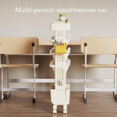 Мобільна книжкова полиця на колесах, органайзер для журналів/книг, візок для зберігання книг, 5-ярусна книжкова полиця на колесах для спальні, офісу та школи (біла)