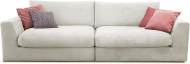 Великий диван Cavadore Fiona / Великий диван із подушками для спини у сучасному дизайні / 274x90x112 / Ткана тканина кремового кольору