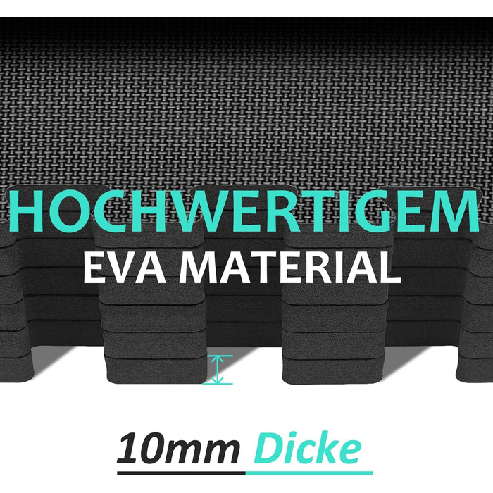 Захисний килимок для підлоги для фітнесу 331 см, килимок-головоломка 24/36/48, спортивний килимок з EVA, нековзний, килимок для підлоги для тренажерного залу та фітнес-обладнання 3,31 кв.м./36 килимків - чорний