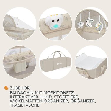 Дитяче ліжечко Lionelo Sven Plus 4-в-1 від народження до 15 кг, пеленальний килимок, москітна сітка, повітропроникні бічні стінки з боковим входом, сумка для перенесення, складне, бежевий латте, (1 упаковка)