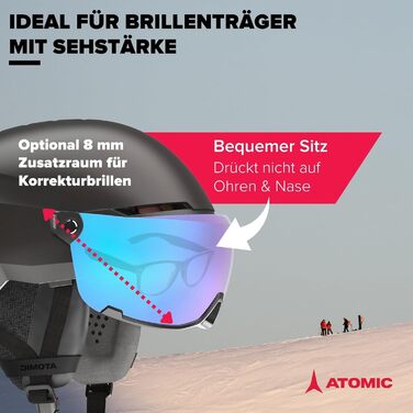 Лижний шолом Atomic Savor Visor Stereo з козирком - Шолом для сноуборду та лиж з окулярами - Система 360 Fit та активна система вентиляції Aircon - Holo Core для максимальної амортизації 59-63 Чорний