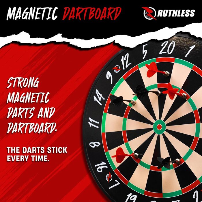 Безжальний Бойова дошка Сімейна гра в дартс, двостороння Магнітна Включає 4 набори магнітних дротиків