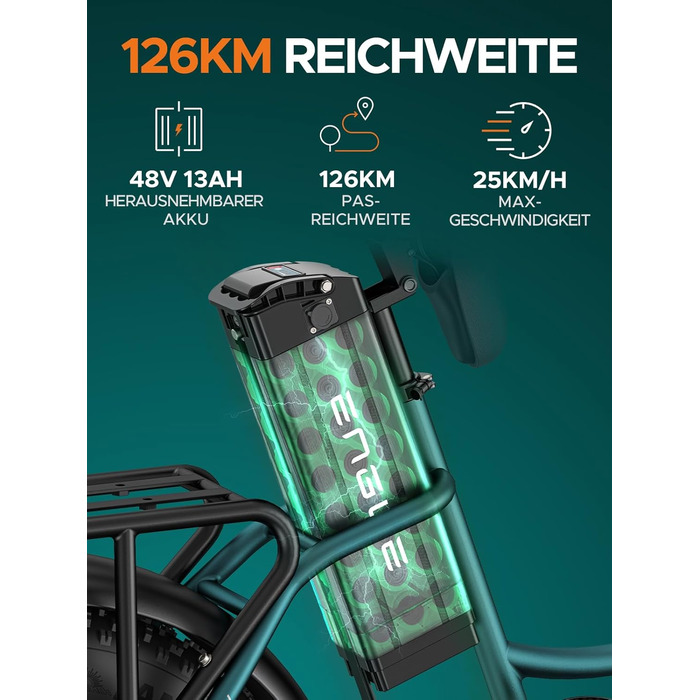 Чоловічий електровелосипед ENGWE з акумулятором 48 В 13 Аг, колесами 20 * 4,0 дюймів, 7-ступінчастою коробкою передач з РК-дисплеєм, двигуном 250 Вт та швидкістю 25 км/год, запасом ходу до 120 км L20/L20 Boost Black L20 BOOST