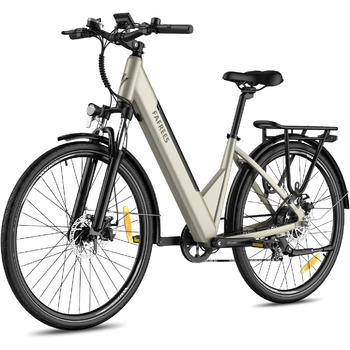 Електричний велосипед Fafrees E Bike 27.5-дюймовий з додатком, міський ebike чоловіки жінки 36V 14.5Ah акумулятор, електронний велосипед 250W 25 км / год, трекінговий велосипед 7S золото