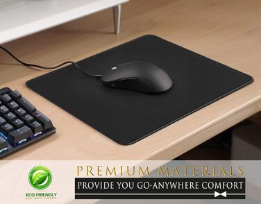 Килимок для миші KTRIO DEB146-Mouse-Pad-Black-3 pack Extend, 3 шт. з протиковзкою гумовою основою та прошитими краями, 275x215 мм (чорний)