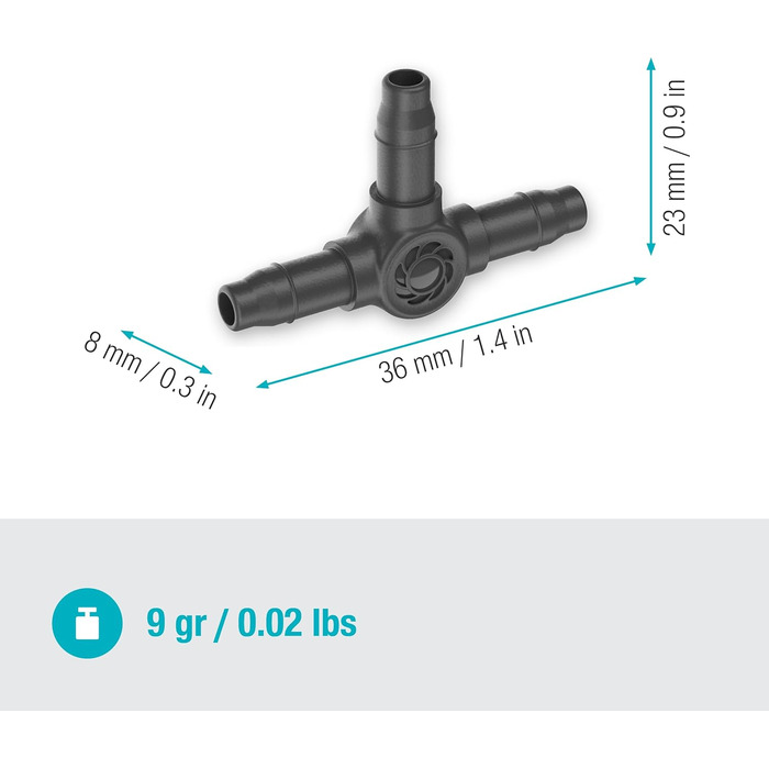 Трійник Gardena Micro-Drip-System 4,6 мм (3/16 дюйма) Аксесуар для відгалуження розподільних і крапельних труб, для монтажу без перегинів, з технологією з'єднання Easy & Flexible (13211-20)
