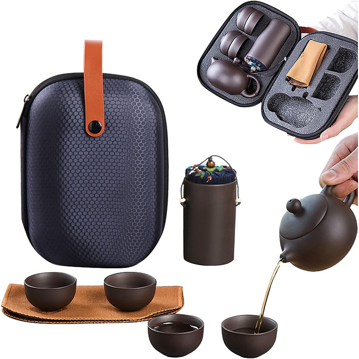 Портативний китайський фіолетовий пісочний чайний набір з точним носиком чайника та чашок для поціновувачів чаю