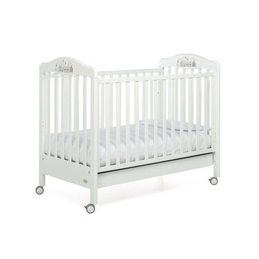 Ліжечко з регульованою бічною стінкою, 131 x 73 x 108 см, 27 кг, біле