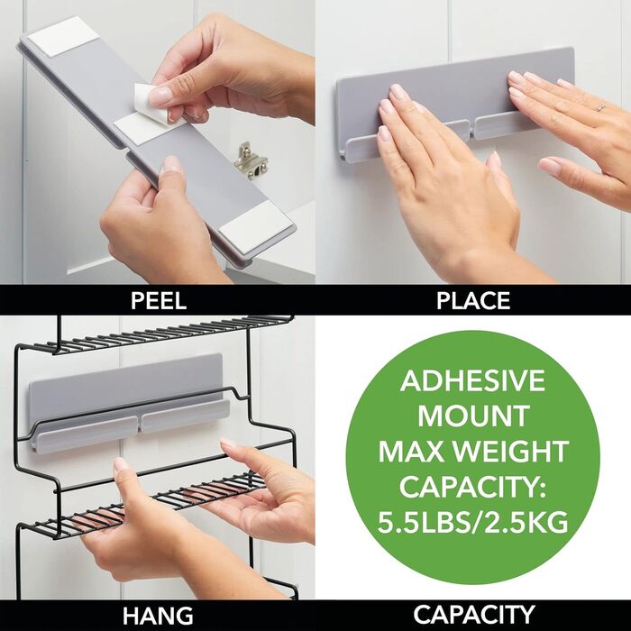 Набір кухонних полиць mDesign із 4 предметів Самоклеюча настінна підставка для спецій з 3 ярусами Ідеально підходить як підставка для спецій на кухні та в коморі Матово-чорна