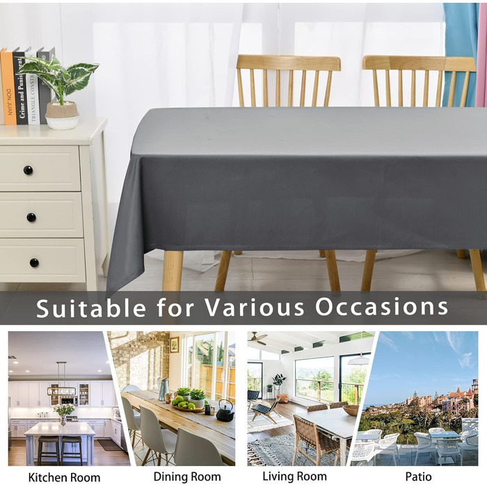 Світло-сіра скатертина 140x200 см Захист від плям Миється Миється водонепроникна скатертина Зовнішня скатертина для їдальні, саду,