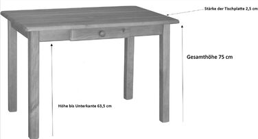 Стіл з масиву сосни з шухлядою під вільху елегантність кольору вільха, 110 x 60 см 110,0 сантиметрів 60,0 сантиметрів