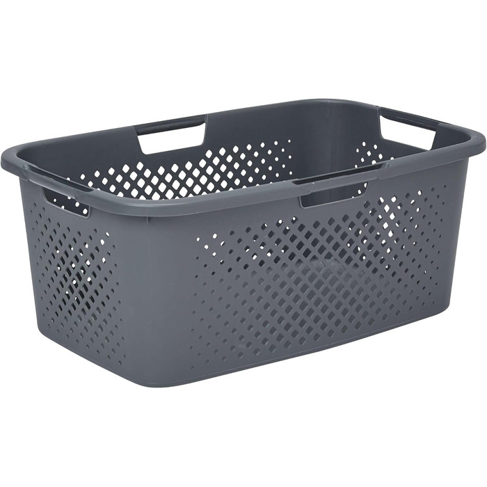 Кошик для білизни 40 л, виготовлений з переробленого пластику, сірий, 4 бічні ручки, вентиляція з усіх 4-х сторін 40 л сірий