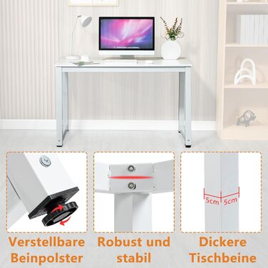 Комп&39ютерний стіл, письмовий стіл 120 x 74 x 60 см, стіл для ПК, офісний стіл в індустріальному стилі, металевий каркас (білий/білий) Білий/білий