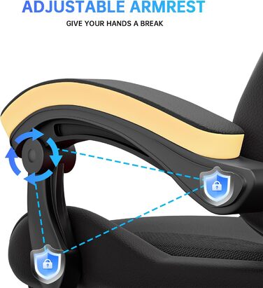 Геймерське крісло з висувною підставкою для ніг та регульованою поперековою опорою, ергономічне комп&39ютерне крісло з синтетичної шкіри з можливістю нахилу 90-155, офісне крісло з піни з ефектом пам&39яті та подушкою для шиї (чорне)