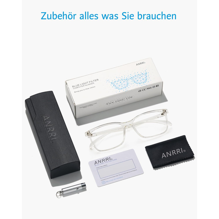 Окуляри з фільтром блакитного світла ANRRI Компютерні окуляри Ігрові проти напруги очей УФ-блакитне блокування Супер світло Зменшує навантаження на очі Модні прозорі