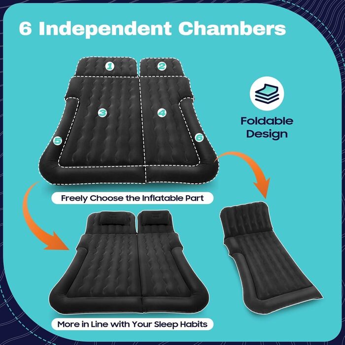 Автомобільний матрац для Opel Zafira Tourer AC Vauxhall Zafira B 2011-2022, надувний матрац для заднього сидіння автомобіля, спальний матрац, портативний килимок для кемпінгу, чорний, звичайний чорний