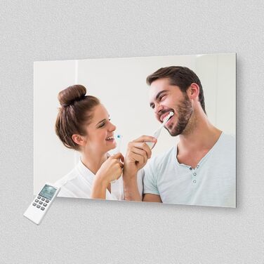 Інфрачервоний обігрівач дзеркала з термостатом, 580 Вт - Інфрачервоний обігрівач дзеркала - Інфрачервоний настінний обігрівач з пультом дистанційного керування - Електричний обігрівач, нагрівальна панель, радіатор - Дзеркало для ванної кімнати 100x60 см, 