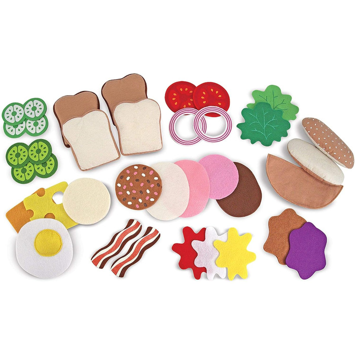 Набір бутербродів з фетру Melissa & Doug Фантазійна гра Гра з їжею Сенсорна іграшка 3 Подарунок для хлопчиків або дівчаток Сенсорна іграшка Доторкнись і відчуй