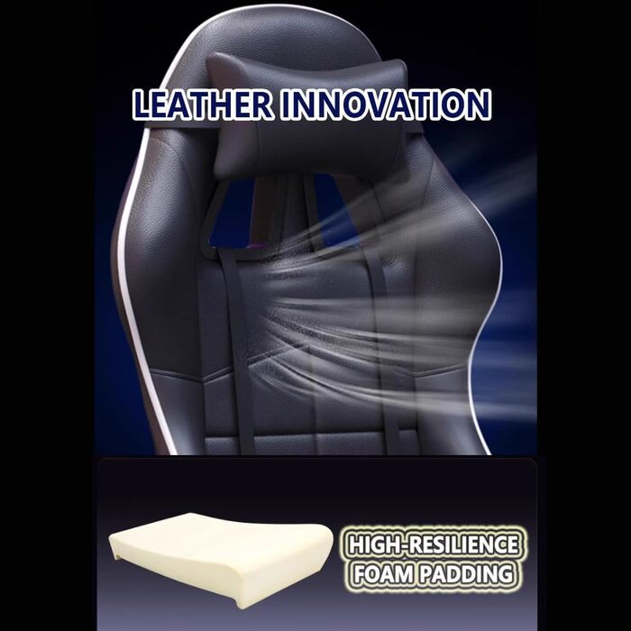 Ігрове крісло, ергономічне комп&39ютерне крісло з підставкою для ніг, що відкидається на 90-145, регульовані 3D підлокітники, потовщене шасі для дому та офісу, чорного кольору