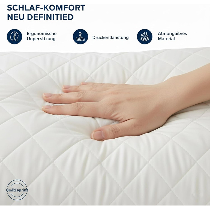 Стьобані подушки, 2 шт. (80x80 см), подушки готельної якості, подушки для сну на боці, швидко відновлюються, пилонепроникні, високоякісні наповнені подушки 80x80 см - 2 шт., білі