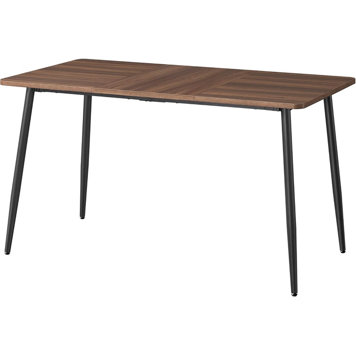 Обідній стіл VASAGLE для 4-6 осіб, обідній стіл у сільському стилі, кухонний стіл, термостійка стільниця, швидке складання, 75 x 140 x 75 см, натуральний горіх - чорний колір KDT100KE02 Натуральний горіх чорний колір