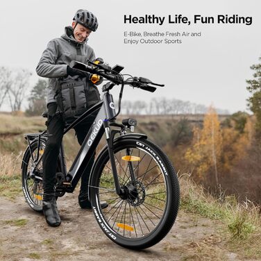 Електровелосипед для жінок/чоловіків, 26 дюймів/27,5 дюймів, з літій-іонним акумулятором 36 В 13 Аг, двигуном 250 Вт, запас ходу до 100 км у гібридній моделі 27,5 дюймів, сріблястий