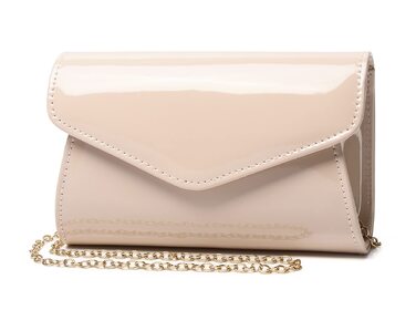 Мініатюрна вечірня сумочка-клатч з лакованої шкіри Цукерковий блиск для вечірок, свят та побачень. Колір - нюдовий