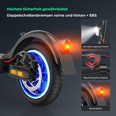 Електросамокат E з допуском до дорожнього руху, навантаження на електросамокат ABE до 120 кг, запас ходу 30 км, світлодіод, 20 км/