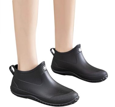 Чоловічі гумові чоботи до середини литки, жіночі водонепроникні чоботи челсі, унісекс гумове робоче взуття, ботильйони великого розміру, гумові чоботи, чоботи без шнурівки, дихаюче водне взуття, розмір 45 EU, чорні