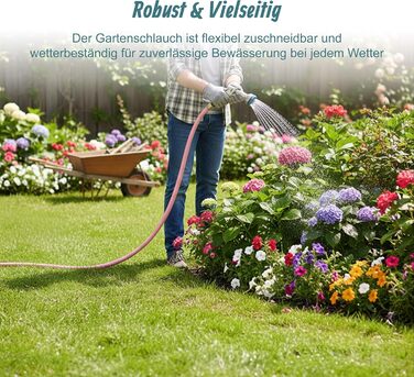Шланг садовий Relaxdays, 50 м, універсальний водяний шланг 1/2, стійкий до УФ-випромінювання та погодних умов, тканинний садовий шланг, PP, рожевий