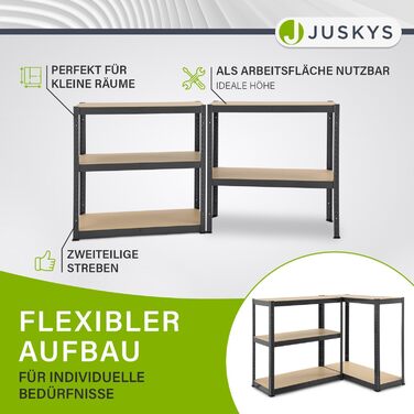 Комплект полиць Juskys Basic, 2 предмети, 2 x 180x90x40 см (ВxШxГ) - 1750 кг - 10 полиць - надміцний стелаж, металевий стелаж без болтів, стелаж для підвалу, система стелажів - сірий