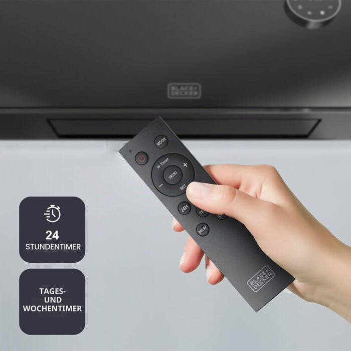 Керамічний обігрівач BlackDecker PTC 2000 Вт з функцією обертання, пультом ДК та можливістю настінного монтажу