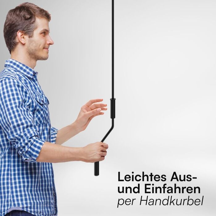 Тент STEELSØN Kestria для балкона/дахової тераси/саду 200x150 см Тент зі складними кронштейнами, непрозорий та водонепроникний Вулична рулонна штора з ручкою виготовлена з пластикової тканини Сонцезахисний тент з настінним кронштейном, антрацит