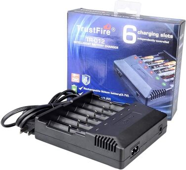 Універсальний зарядний пристрій TrustFire TR-012 - інтелектуальний зарядний пристрій з 6 зарядними відсіками для кількох акумуляторів, що перезаряджаються, літій-іонних акумуляторів 3.7V 18650 14500 18350 16340 10440
