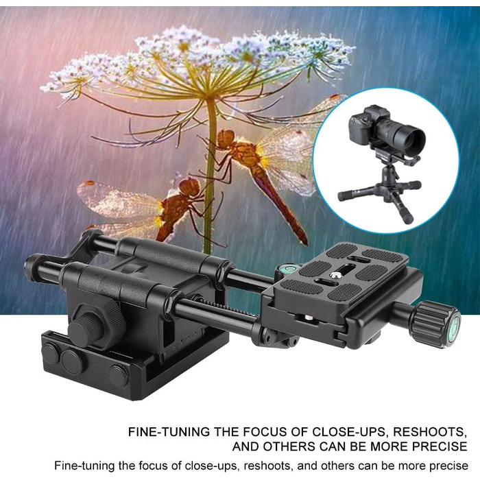 Повзунок Diyeeni Focus Rail, повзунок макрофокусування для панорамної та макрозйомки, макрорейка стабілізатора штатива для UNC1/4, отвір для гвинта 3/8 дюйма, чорний