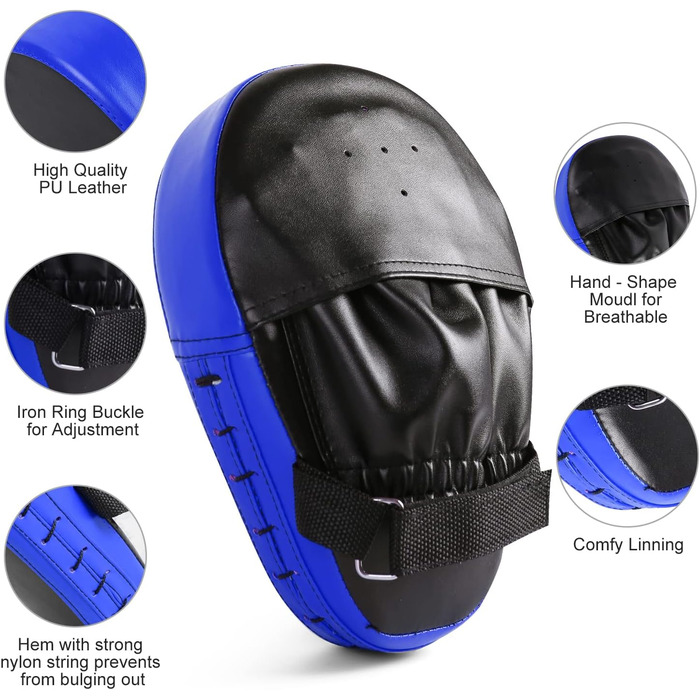 Набір накладок на руки Odoland 2-в-1 з PU-накладками для боксерської груші, боксу, кікбоксингу, тренувань з боксу, бойових мистецтв, тайського кікбоксингу, синього кольору
