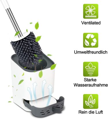 Щітка для унітазу Glowbal - силіконова щітка для унітазу, набір з 2 щіток для гостьового туалету у ванній кімнаті, настінна та сто