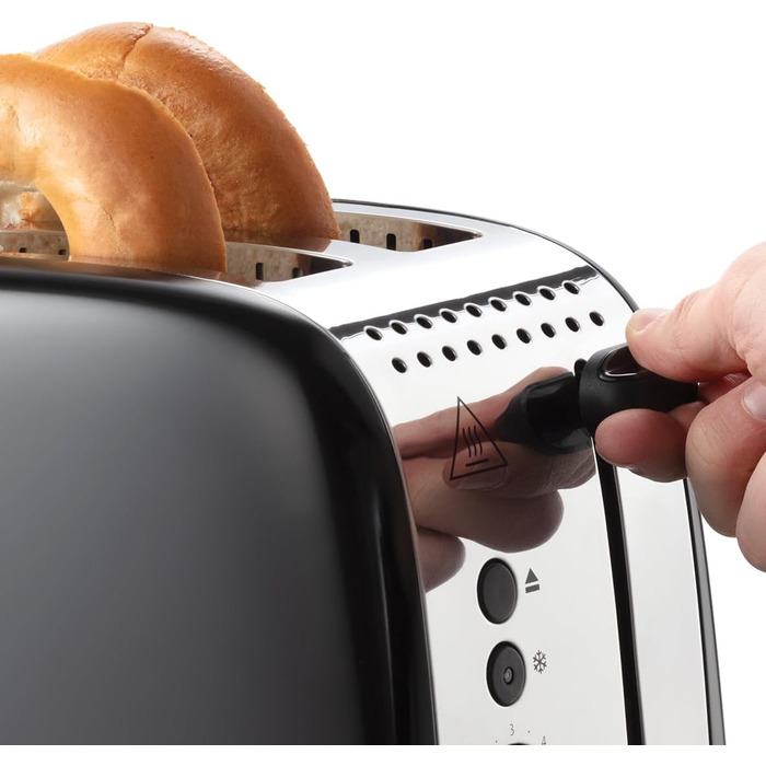 Тостер Russell Hobbs на 2 скибочки кольори плюс нержавіюча сталь чорний (надширокі слоти для тостів, в т.ч. підставка для булочок,
