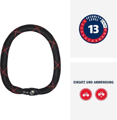 Ланцюговий замок ABUS Ivy Chain 9210 Велосипедний замок із загартованої сталі Ланцюг товщиною 10 мм Рівень безпеки ABUS 13 Чорний 140 см Ivy 9210 Одинарний