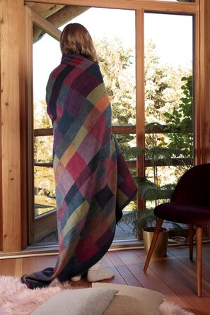 Пухнасто-м&39який плед biederlack із бавовняної суміші Зроблено в Німеччині Сталий розвиток Барвистий плед Color Squares Blue зелено-блакитного кольору Сертифіковано Oeko-Tex Плед для дивана 150x200 см синьо-різнокольоровий