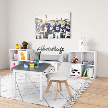 Дитячий стілець на дерев'яних ніжках висота сидіння 33 см, Міцні дитячі стільці зі спинкою для дитячої кімнати, PPPU (білий)