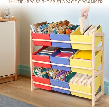 Шафа для зберігання іграшок з кошиками - 3-х ярусна дитяча полиця - З кошиками - Полиця для іграшок - Меблі для дитячої кімнати -