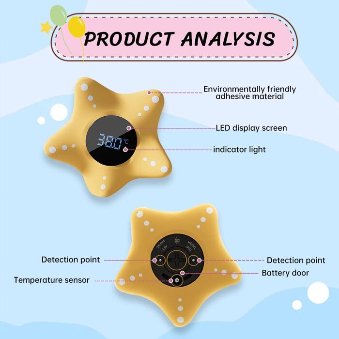Цифровий дитячий термометр для ванни, плаваюча іграшка для купання для немовлят, зручний для читання дисплей для безпечного моніто