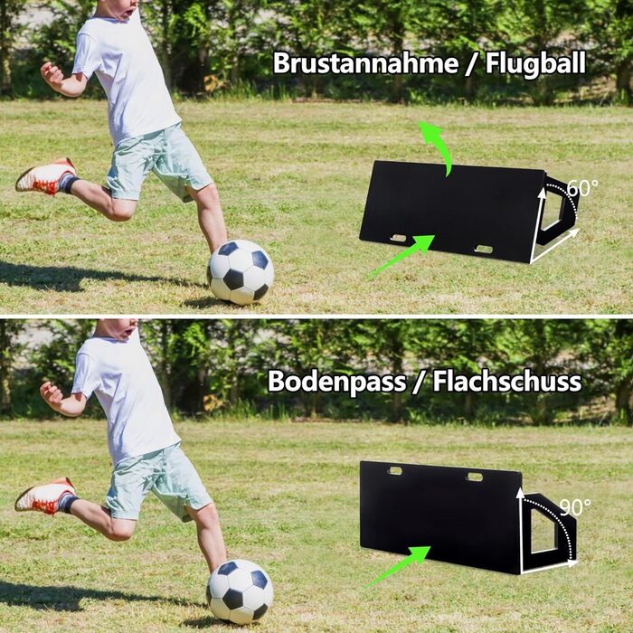 Дошка для відскоку футбольного м&39яча, Тренувальний інвентар для футболу, Портативна дошка для відскоку 100 x 40 см, Регульований кут для тренувань з контрольованих пасів та кидків, Тренування, Чорний