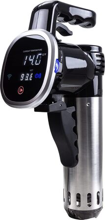 РОКИ ГАРАНТІЇ на стік Sous Vide - Управління додатком - 1.000 Вт - 7-8 літрів/хвилину - 2800 об/хв - глибина занурення 14,4 см (Silver Black), 300 - 3