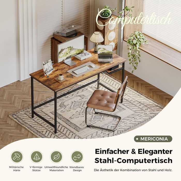 Комп&39ютерний стіл Mericonia 120 см, ігровий стіл для невеликих приміщень, сучасний стіл у мінімалістичному стилі для домашнього офісу, столи для студентів, коричневий 120x60 базовий коричневий