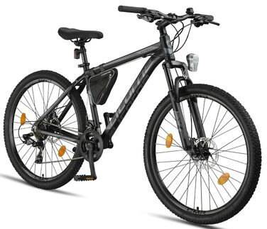 Гірський велосипед Licorne Bike Effect Premium з алюмінієвими дисковими гальмами, для хлопчиків і дівчаток, 21 швидкість, чорний/антрацит (2 дискові гальма), 29,0 дюймів